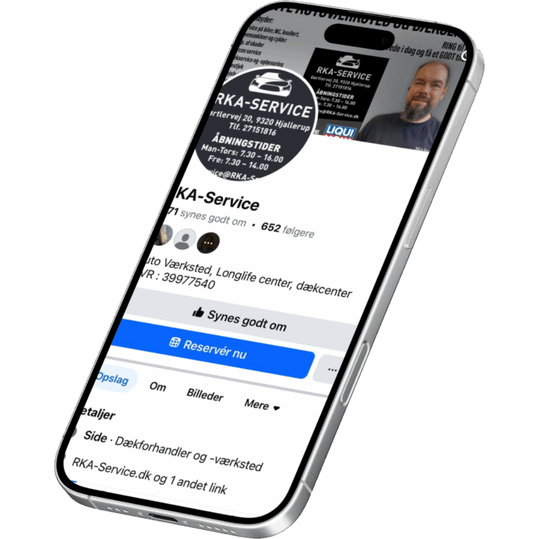 RKA-Service Facebook-side på smartphone skærm